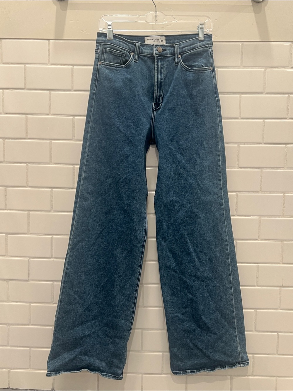 Just Black Denim brand Women's Wide-Leg Jeans in Medium Blue Wash